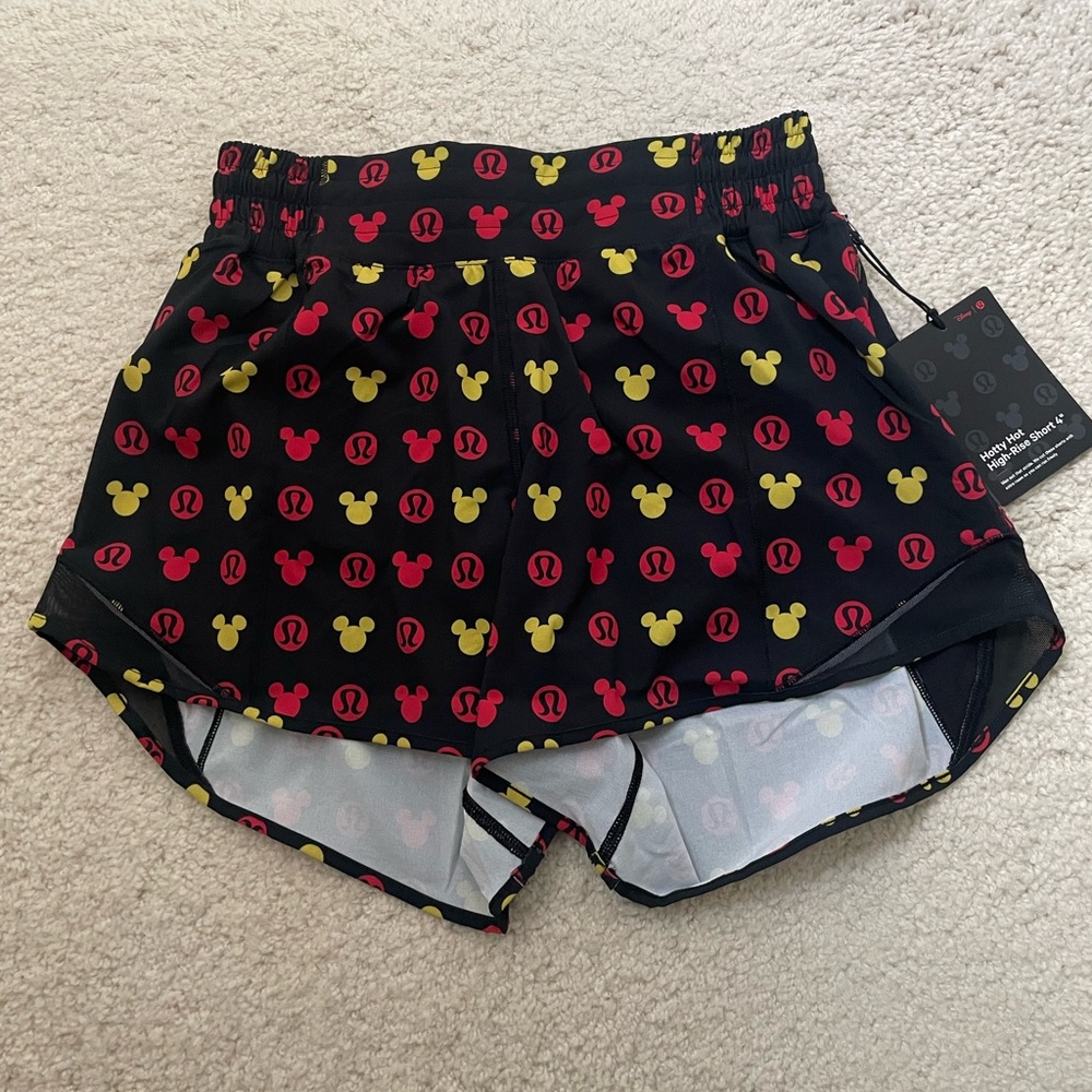 NWT Lululemon Disney Mickey Shorts - Size 6